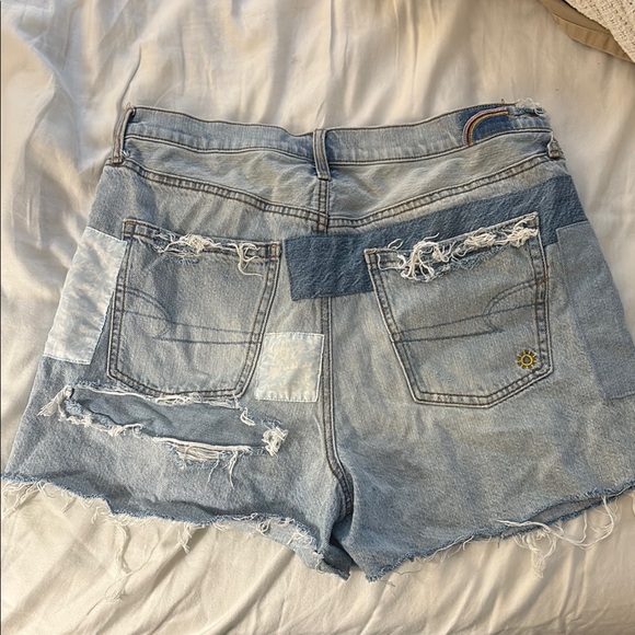 AE Distressed Light Blue Denim Shorts - Picture 2 of 5